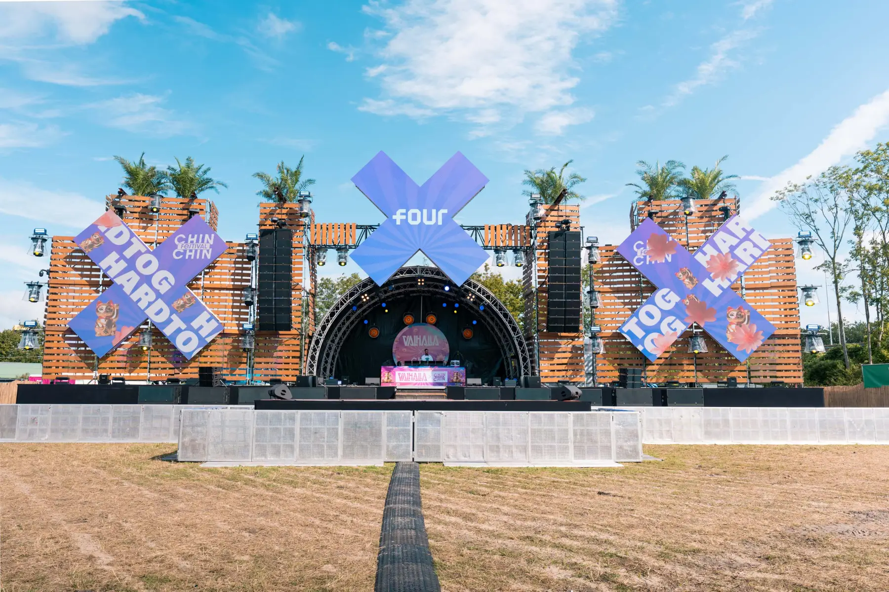 Main stage built with the campaign X's by day