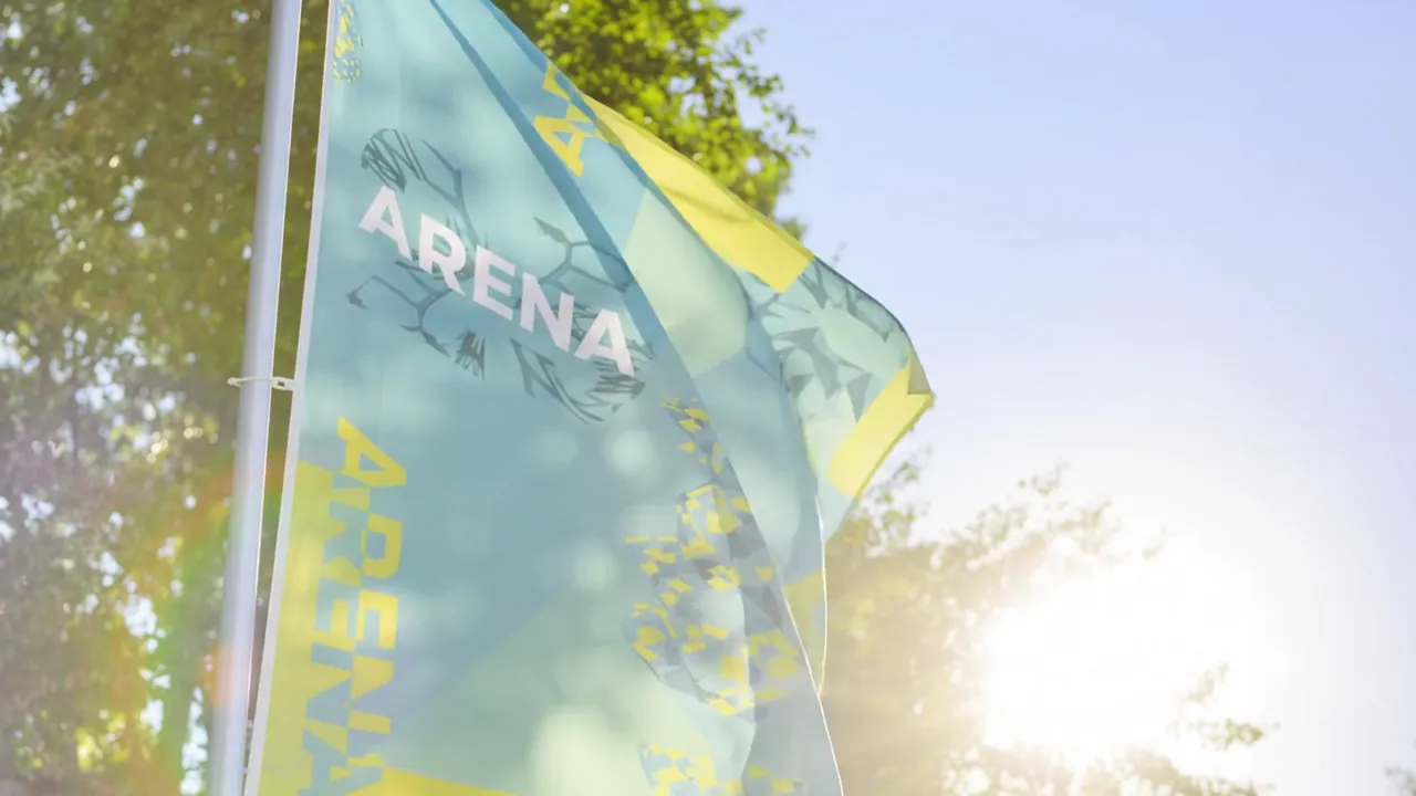 Loveland anniversary flag on the festival terrain